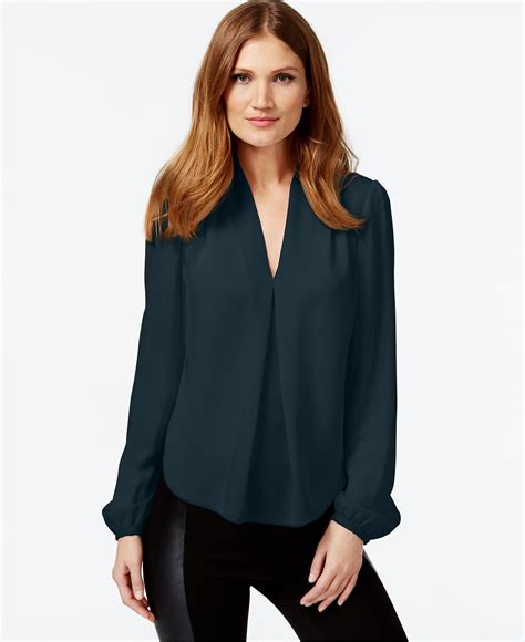 michael kors long sleeve black shirt|Michael Kors black blouse.